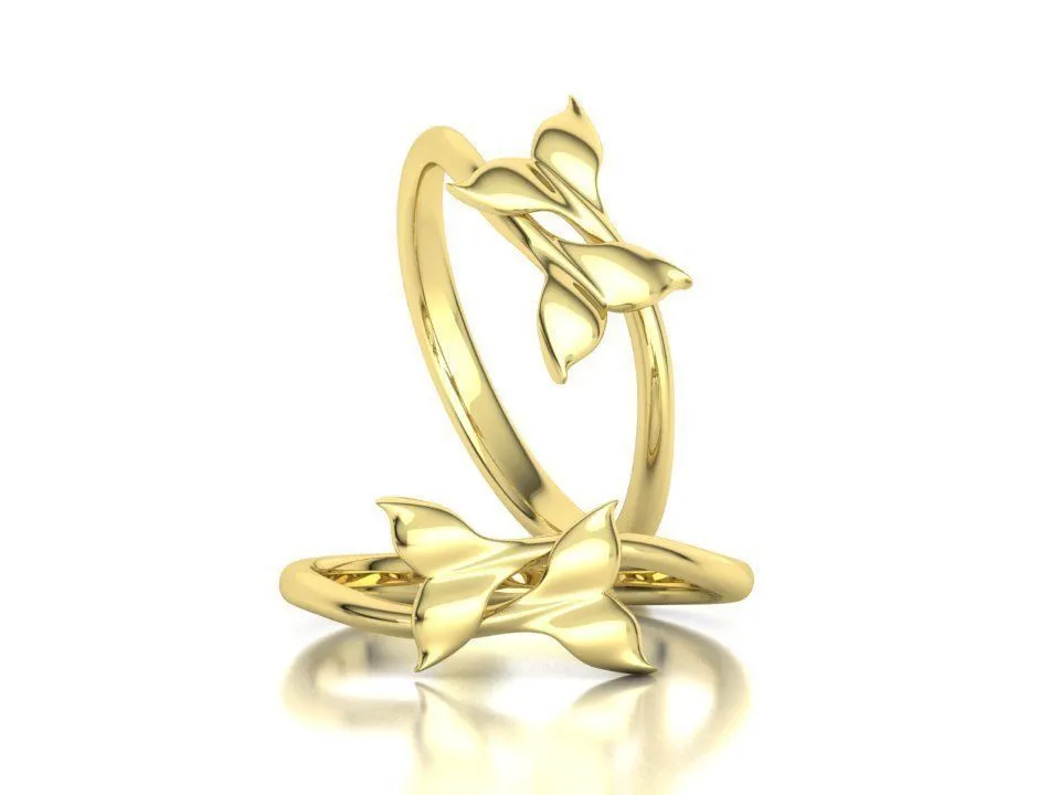 WR-029-Dolphin Tail Bypass Ring-2 High-polished Dolphin Tail Bypass Ring with intricate dolphin tail design, symbolizing elegance and playfulness, perfect for any occasion.