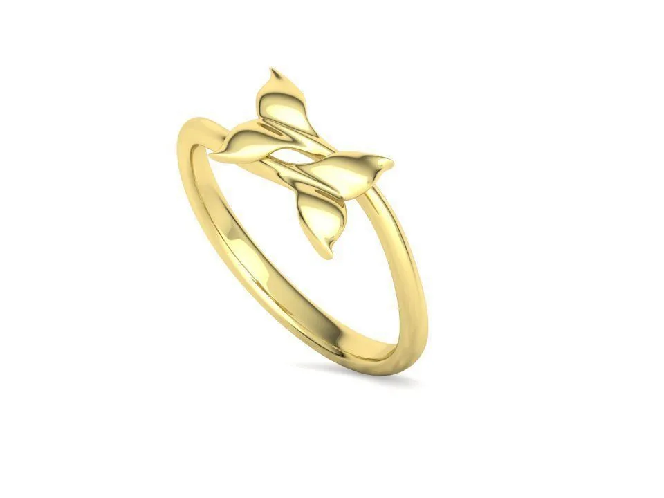 WR-029-Dolphin Tail Bypass Ring-3 High-polished Dolphin Tail Bypass Ring with intricate dolphin tail design, symbolizing elegance and playfulness, perfect for any occasion.