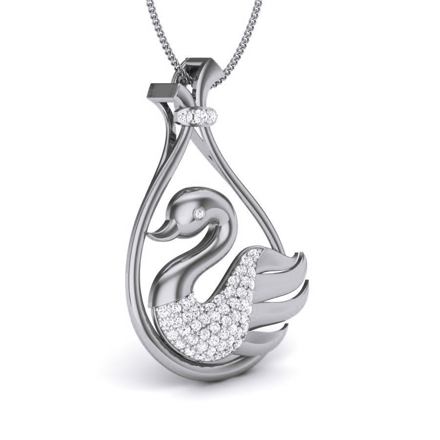 Sterling silver pendant featuring a graceful swan design adorned with shimmering stones.