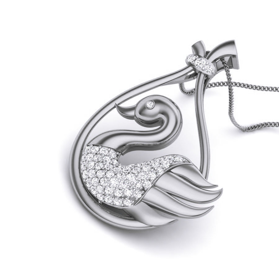Sterling silver pendant featuring a graceful swan design adorned with shimmering stones.