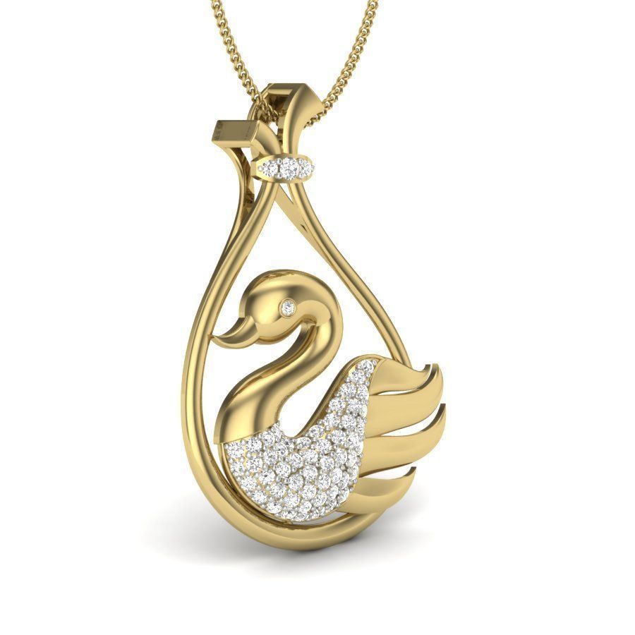 Sterling silver pendant featuring a graceful swan design adorned with shimmering stones.