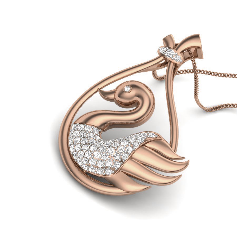 Sterling silver pendant featuring a graceful swan design adorned with shimmering stones.