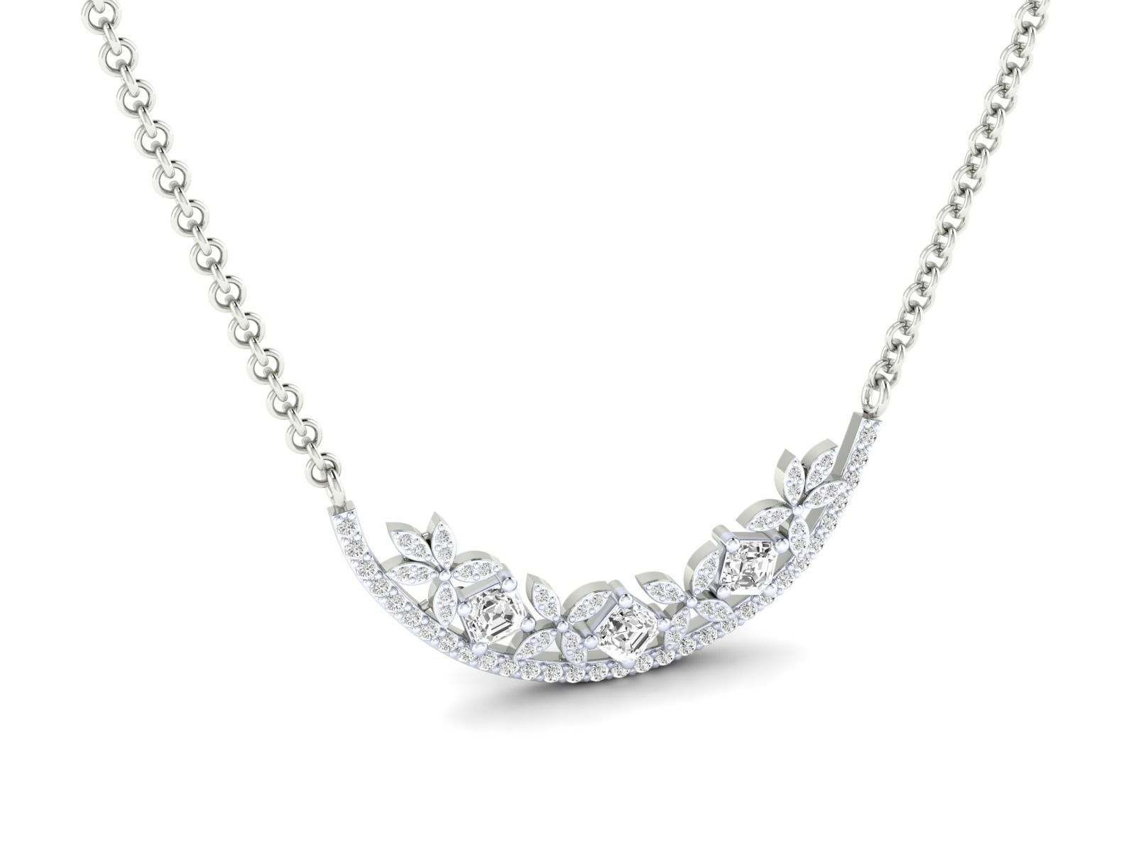 pendant-18-3d-model-stl-3dm-jcad (9) Elegant Floral Silver Necklace with intricate floral designs and sparkling gemstones