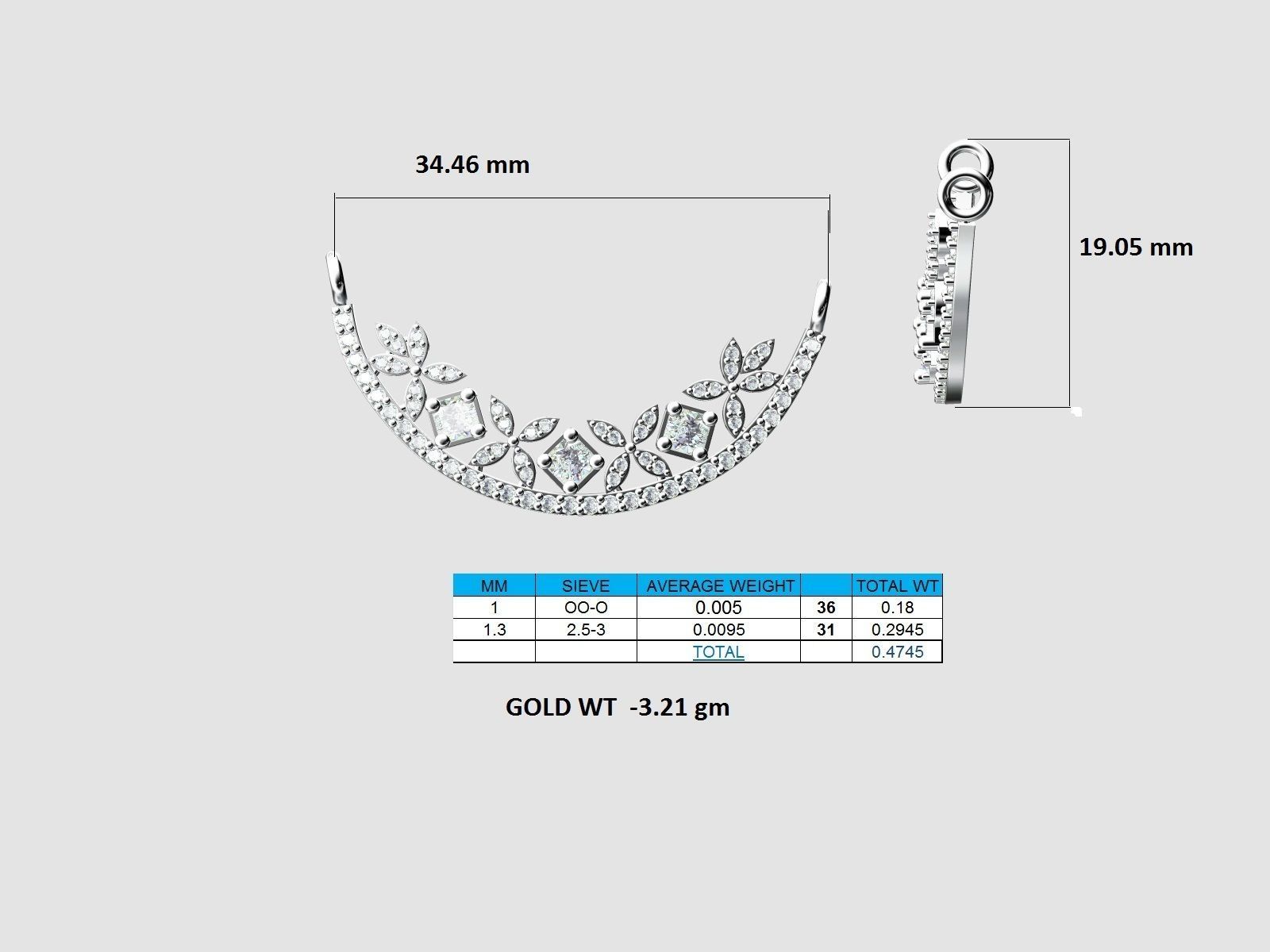 pendant-18-3d-model-stl-3dm-jcad Elegant Floral Silver Necklace with intricate floral designs and sparkling gemstones