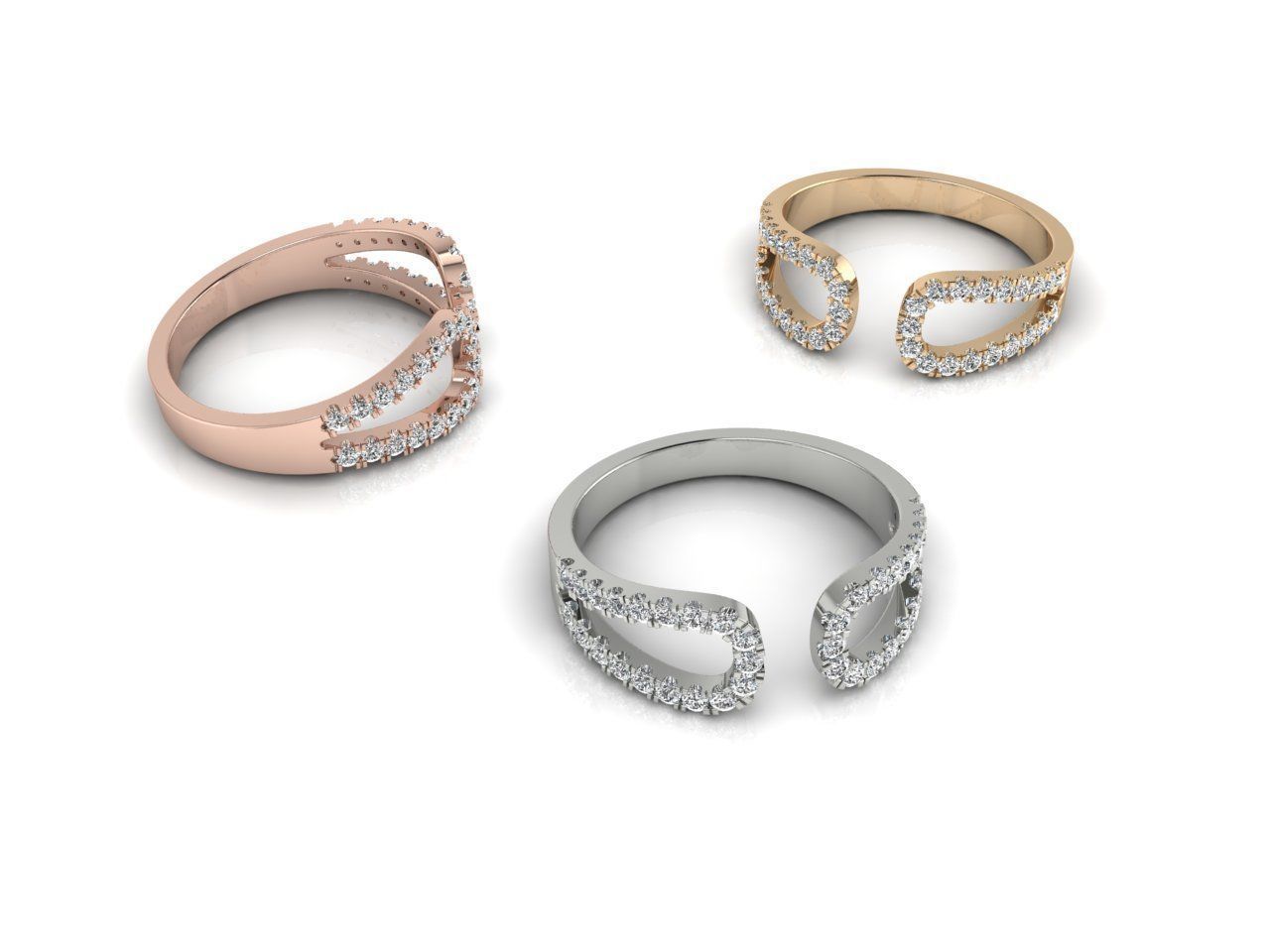 Elegant split silver ring with a unique design and sparkling finish.