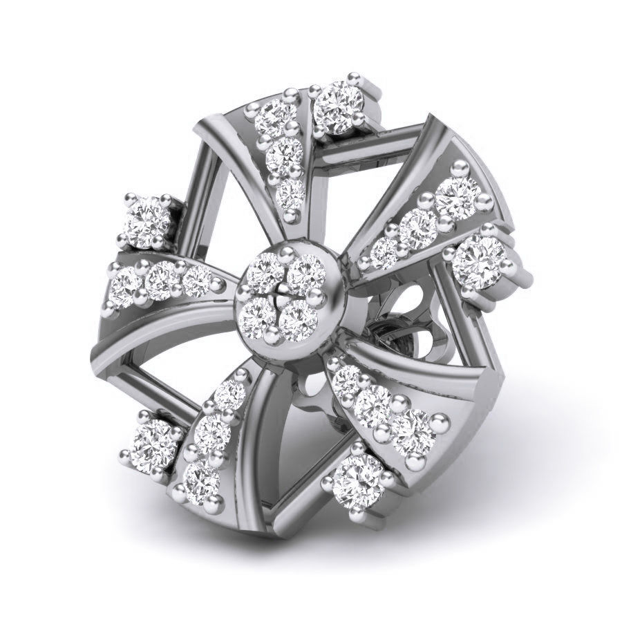 Radiant Wheel Stud Earrings with a dazzling circular design and sparkling accents, adding elegance to any outfit.