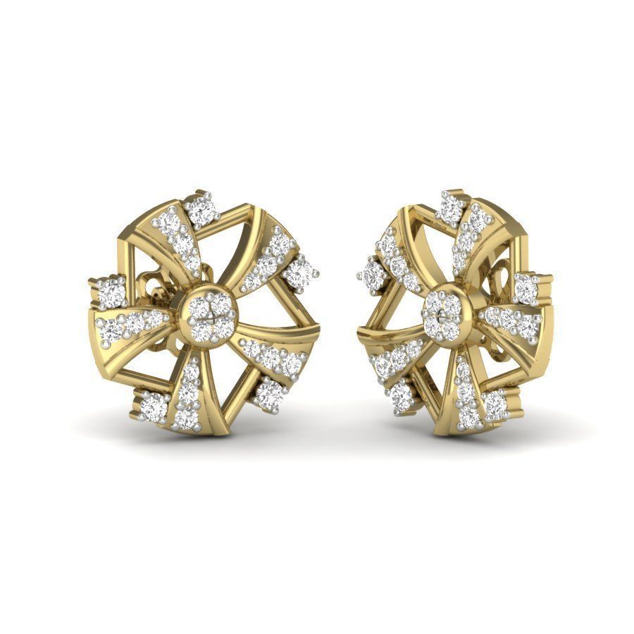 Radiant Wheel Stud Earrings with a dazzling circular design and sparkling accents, adding elegance to any outfit.