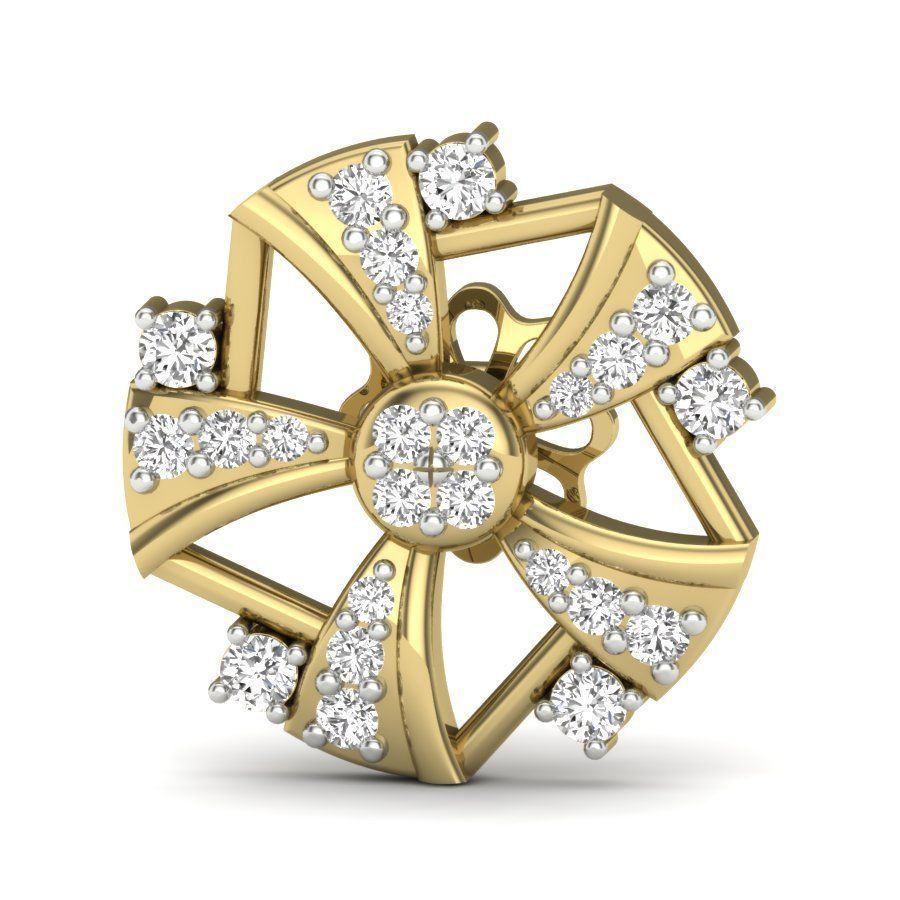 Radiant Wheel Stud Earrings with a dazzling circular design and sparkling accents, adding elegance to any outfit.