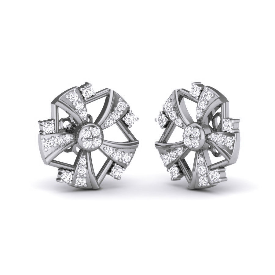 Radiant Wheel Stud Earrings with a dazzling circular design and sparkling accents, adding elegance to any outfit.