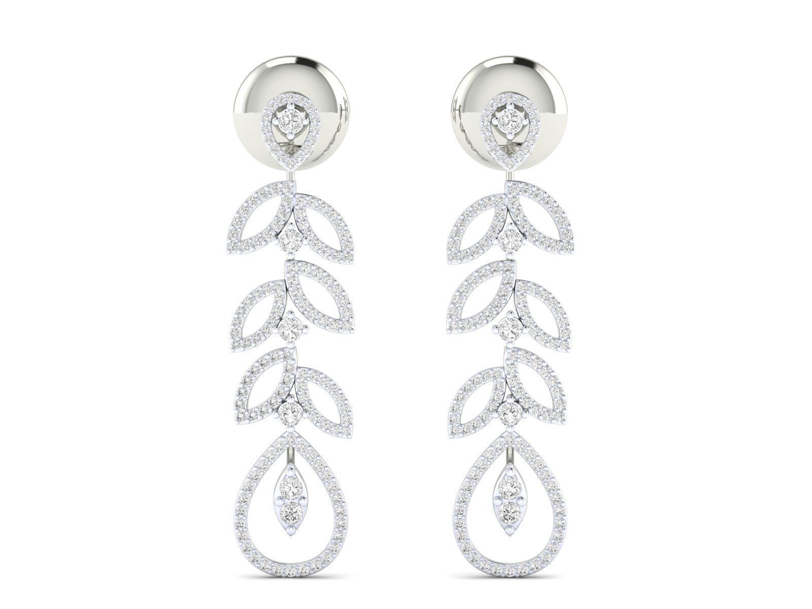 Elegant Leaf Drop Silver Earrings with intricate leaf and teardrop design