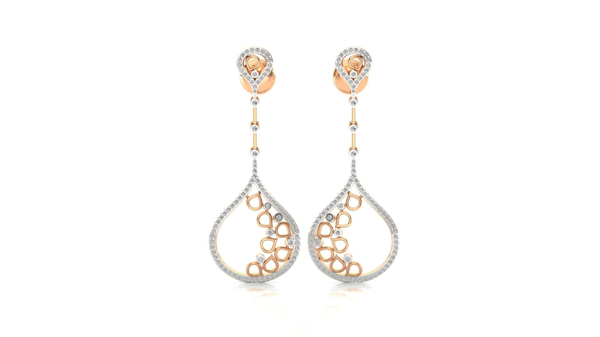 HFS-E027 (6) Intricate Teardrop Filigree Earrings crafted from high-quality silver with delicate filigree detailing and sparkling accents.