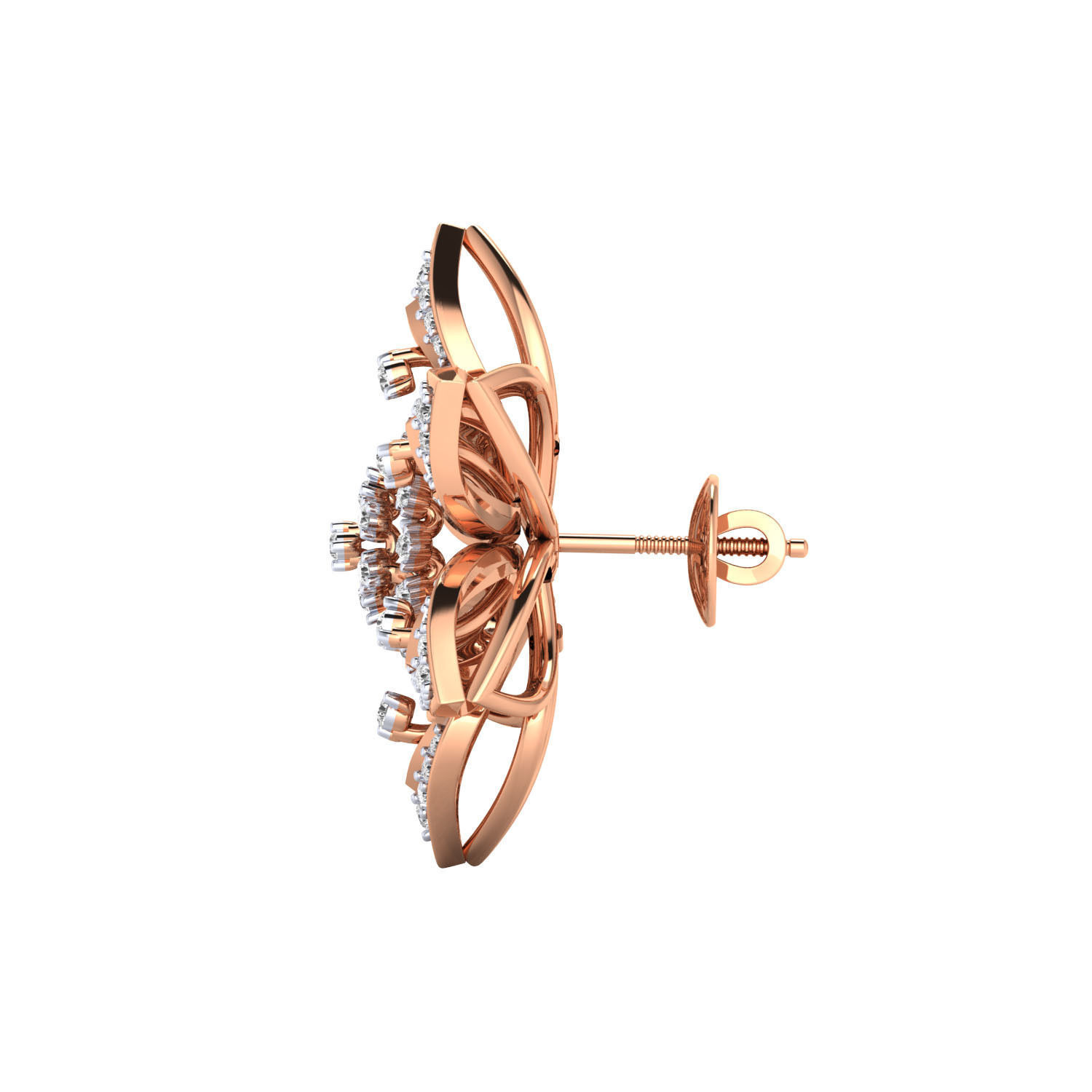 Sparkling Floral Stud Earrings with intricate silver design and shimmering details.