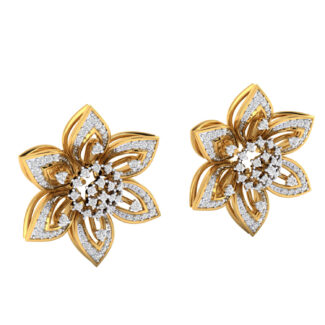 Sparkling Floral Stud Earrings with intricate silver design and shimmering details.