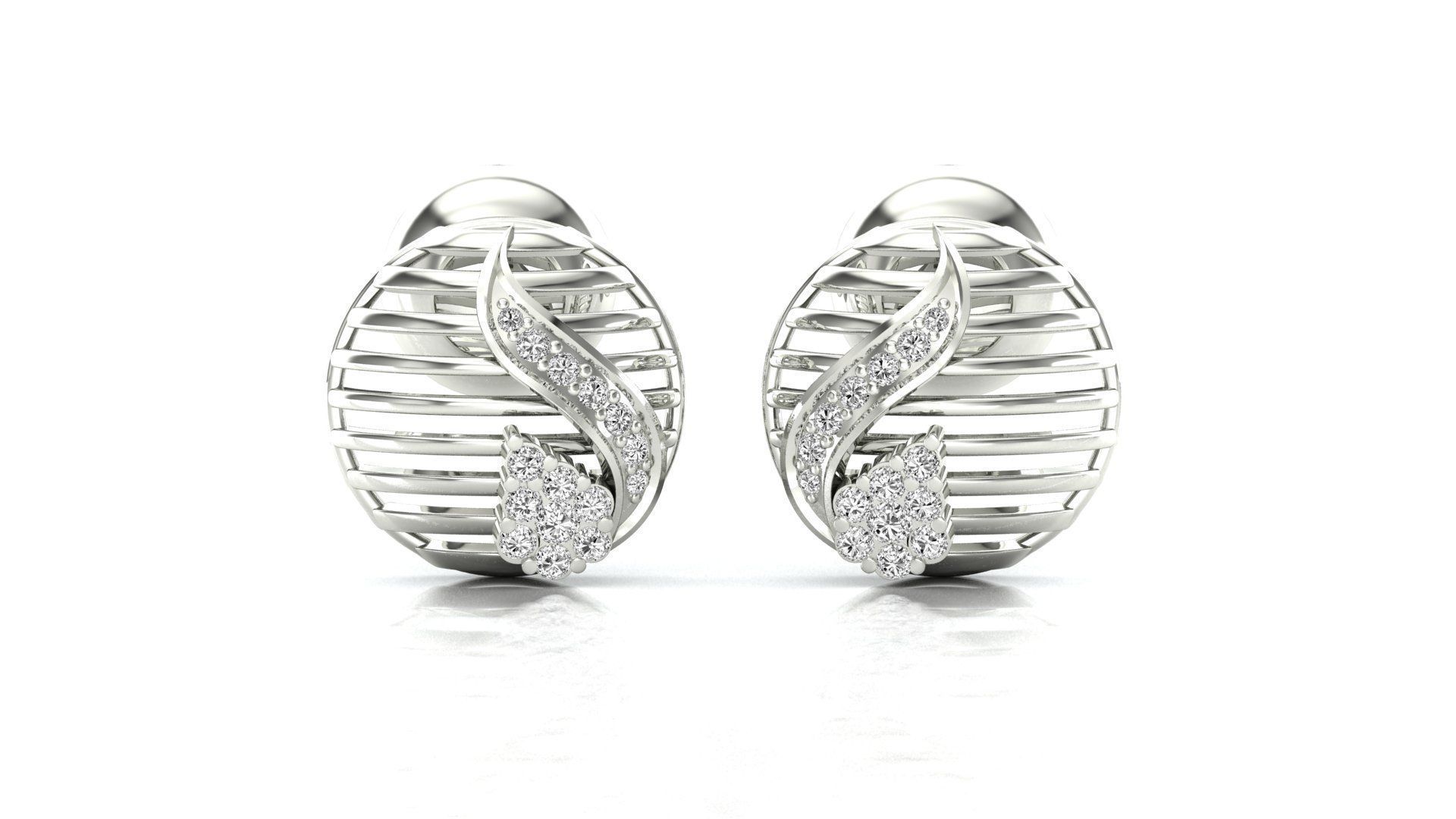 Leaf Cage Silver Earrings with intricate leaf design.