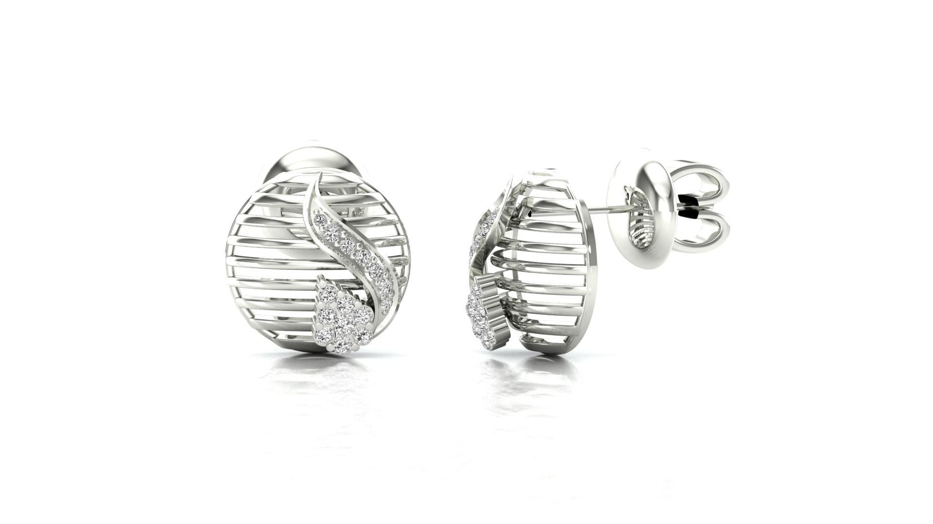 Leaf Cage Silver Earrings with intricate leaf design.