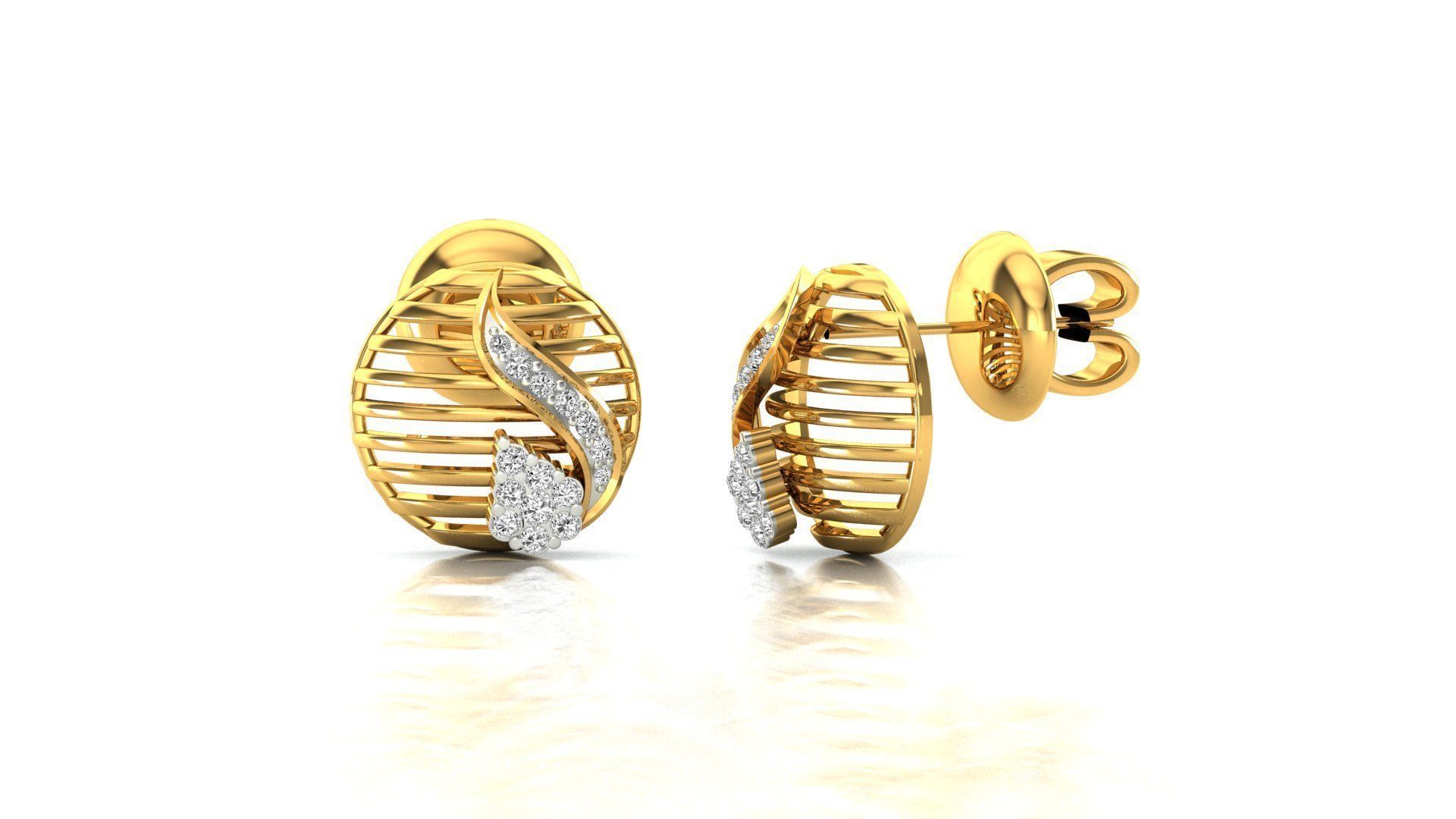 Leaf Cage Silver Earrings with intricate leaf design.