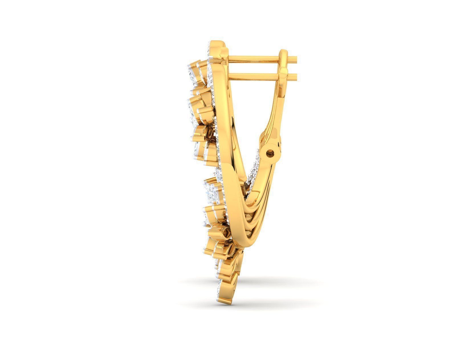 HFS-E032 (3) Sparkling Floral Hoop Earrings with intricate floral design and shimmering finish.