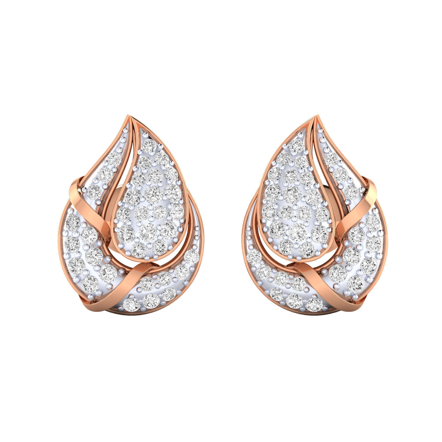 Silver teardrop earrings with sparkling stones and intricate design.