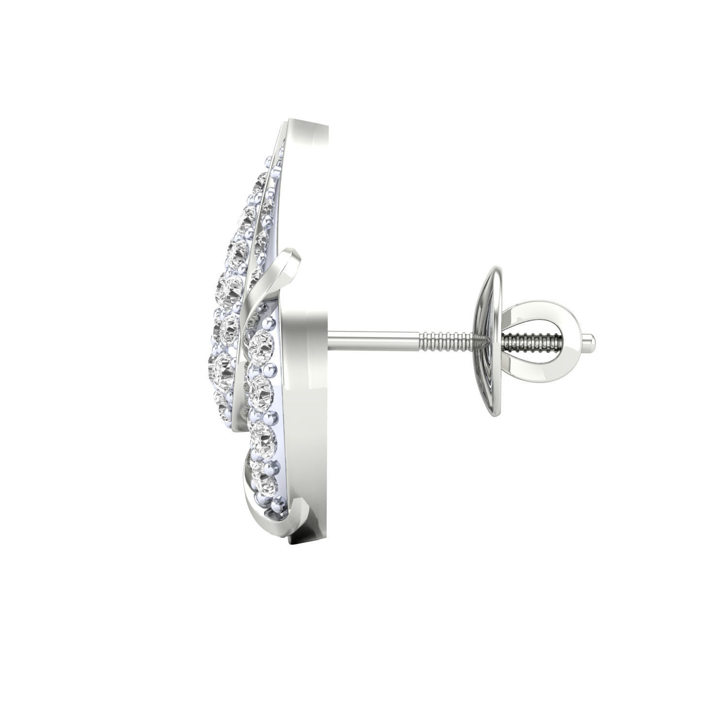 Silver teardrop earrings with sparkling stones and intricate design.