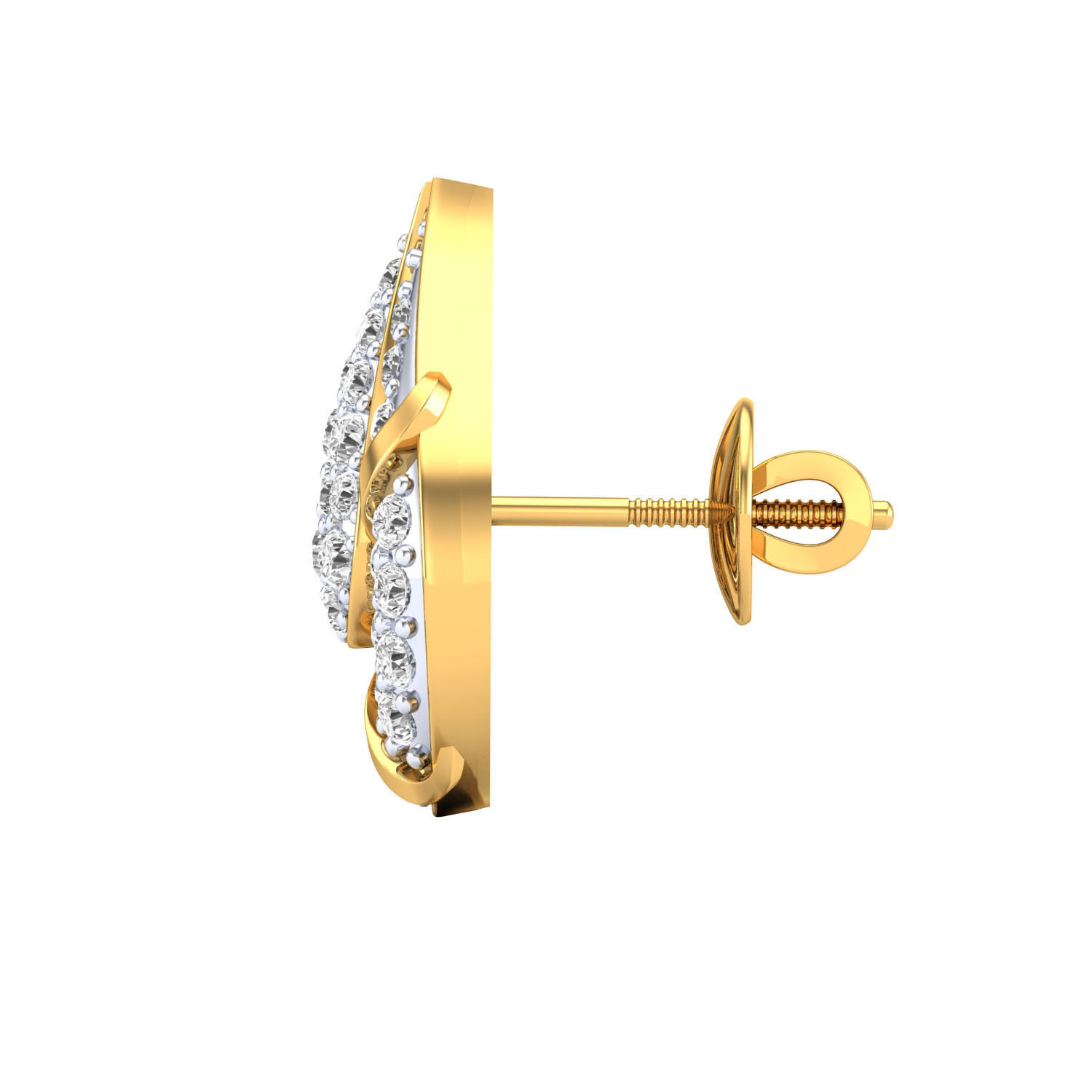 Silver teardrop earrings with sparkling stones and intricate design.