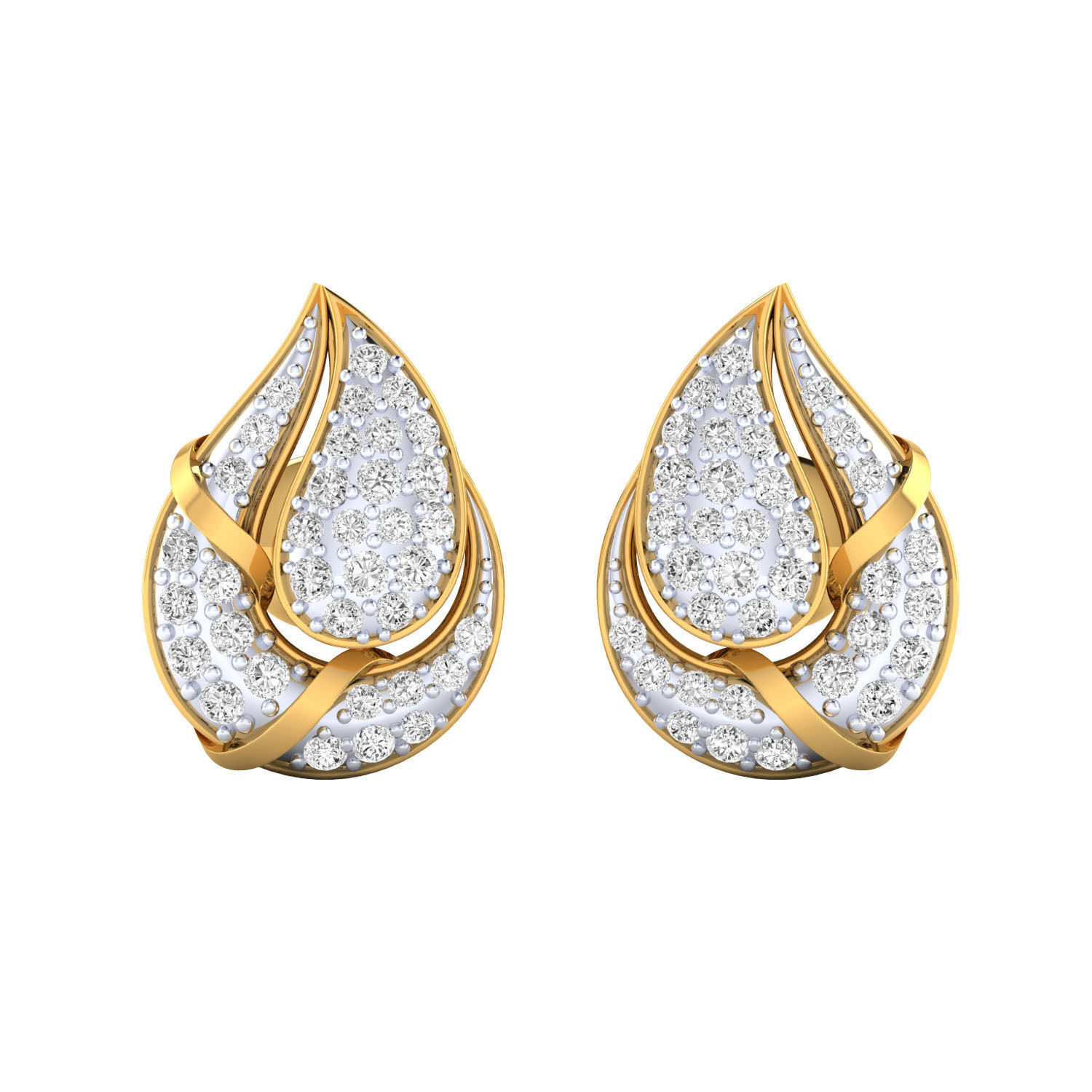 Silver teardrop earrings with sparkling stones and intricate design.