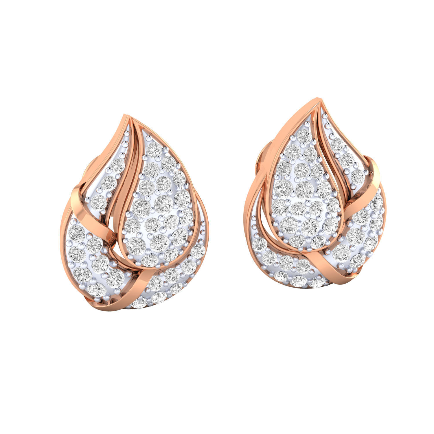 Silver teardrop earrings with sparkling stones and intricate design.