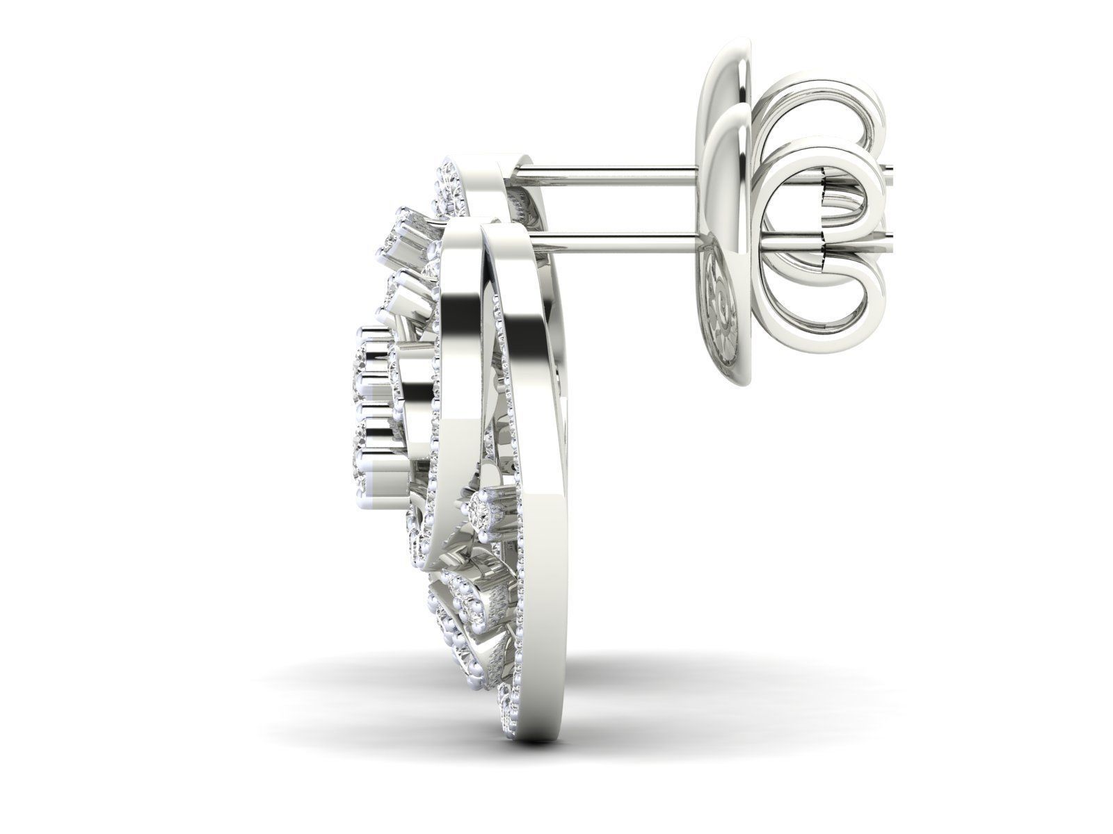 Elegant ornate silver earrings with sparkling stones