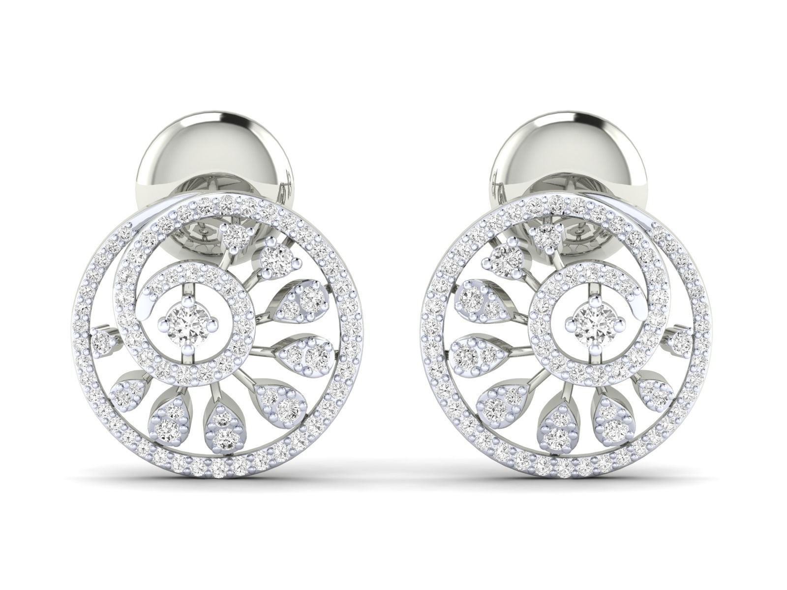 Elegant ornate silver earrings with sparkling stones