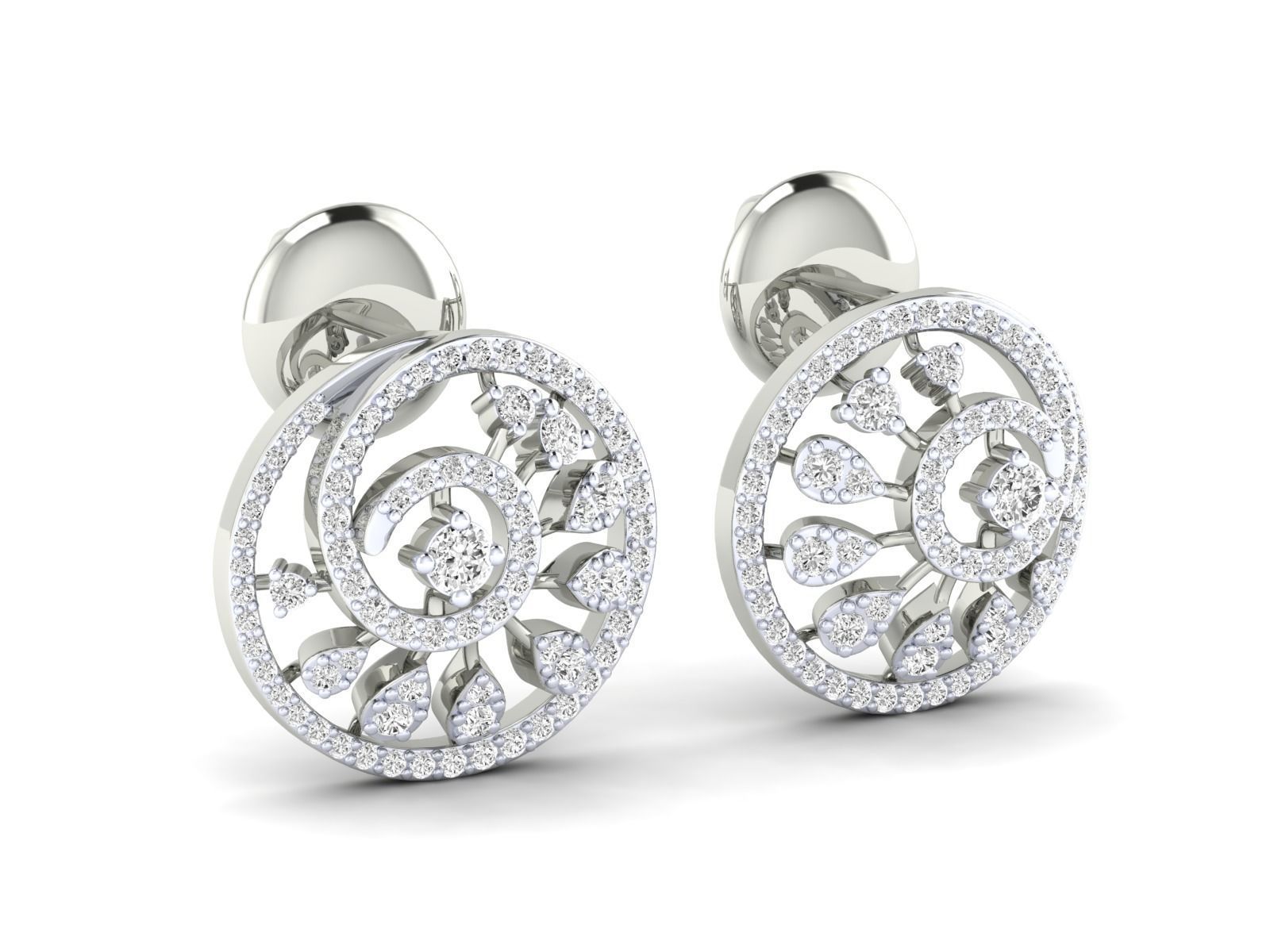 Elegant ornate silver earrings with sparkling stones