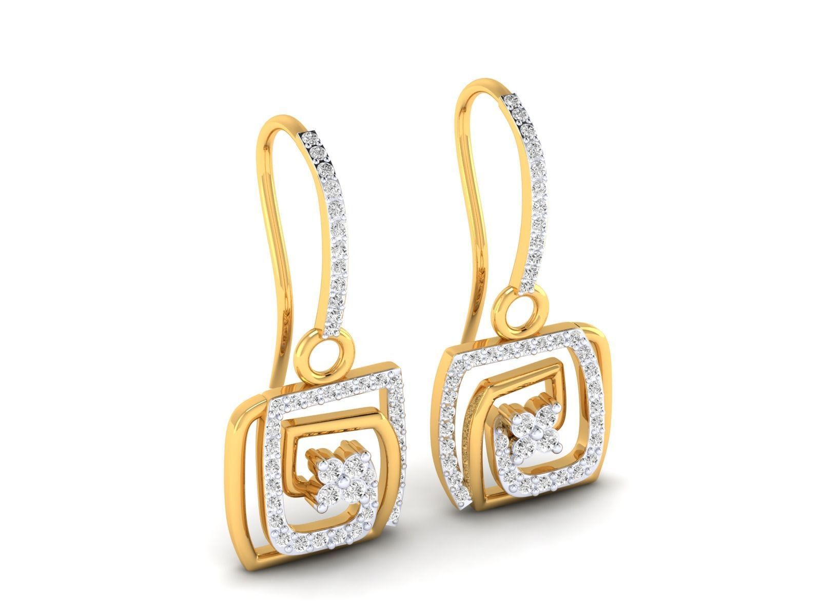 HFS-E046 (2) Luminous Swirl Silver Earrings with polished design and subtle shine.