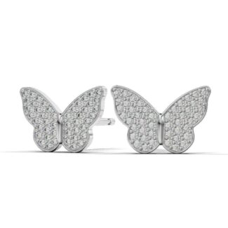 Sparkling Butterfly Stud Earrings in Silver 925 with shimmering stones and a delicate butterfly design.