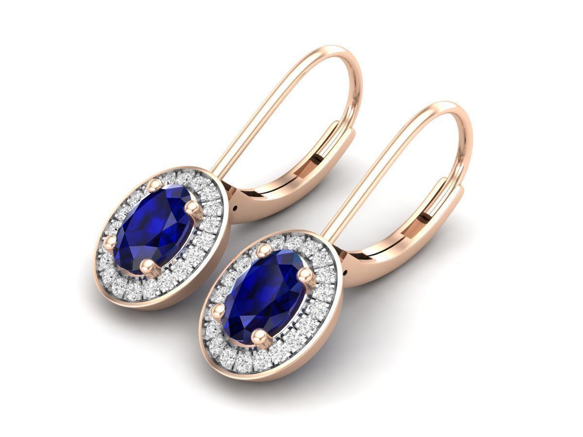 Blue Radiance Earrings in Silver 925 with a dazzling blue stone and shimmering halo accents