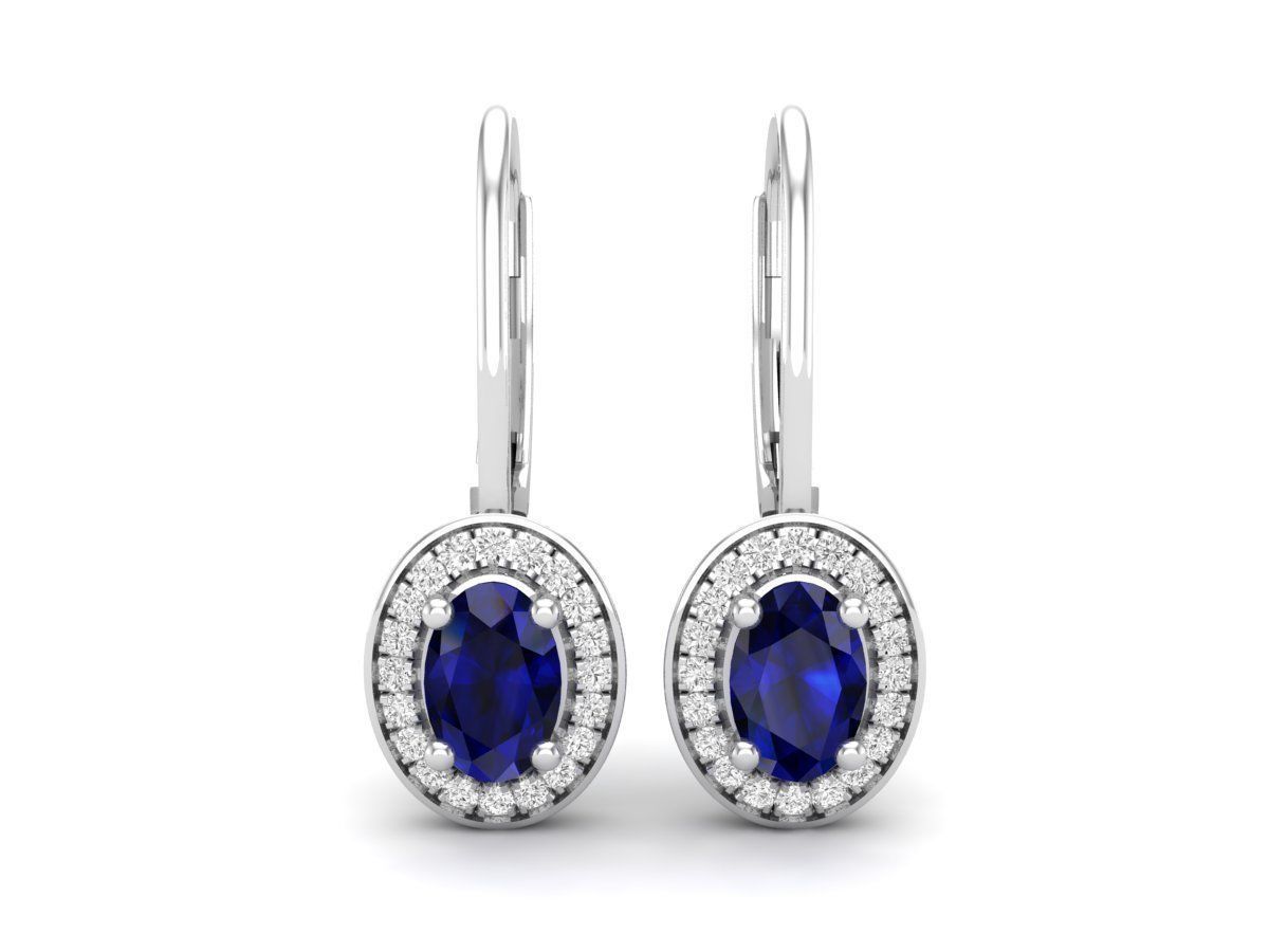 Blue Radiance Earrings in Silver 925 with a dazzling blue stone and shimmering halo accents