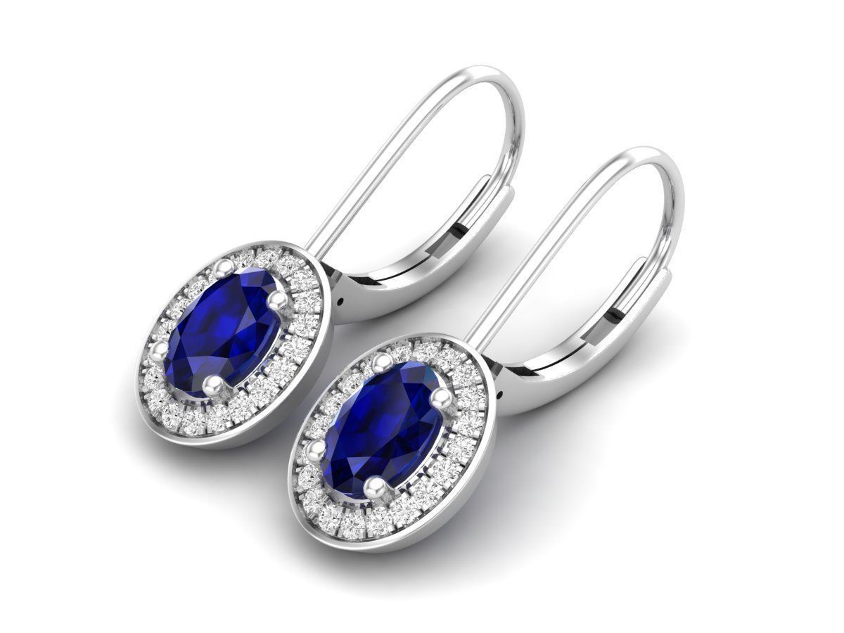 Blue Radiance Earrings in Silver 925 with a dazzling blue stone and shimmering halo accents