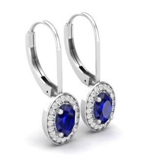Blue Radiance Earrings in Silver 925 with a dazzling blue stone and shimmering halo accents