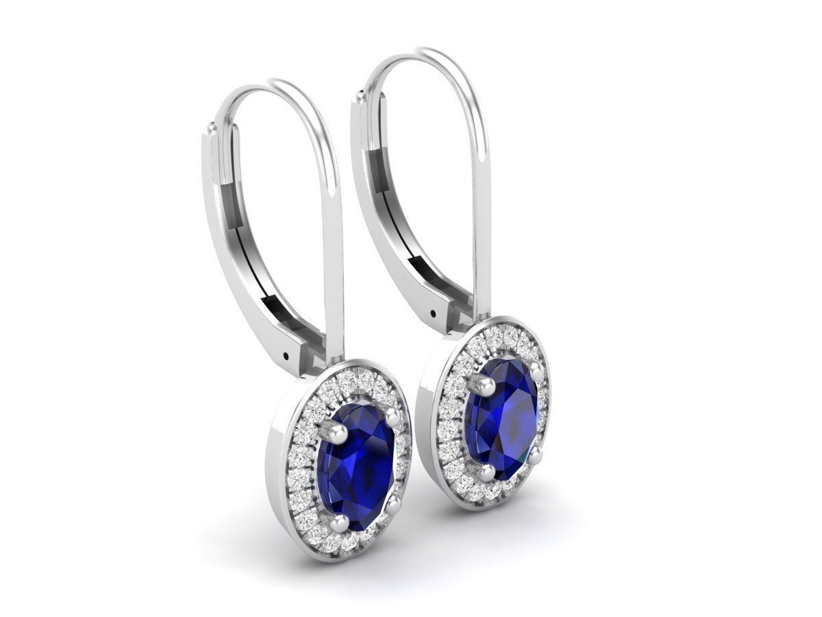 Blue Radiance Earrings in Silver 925 with a dazzling blue stone and shimmering halo accents