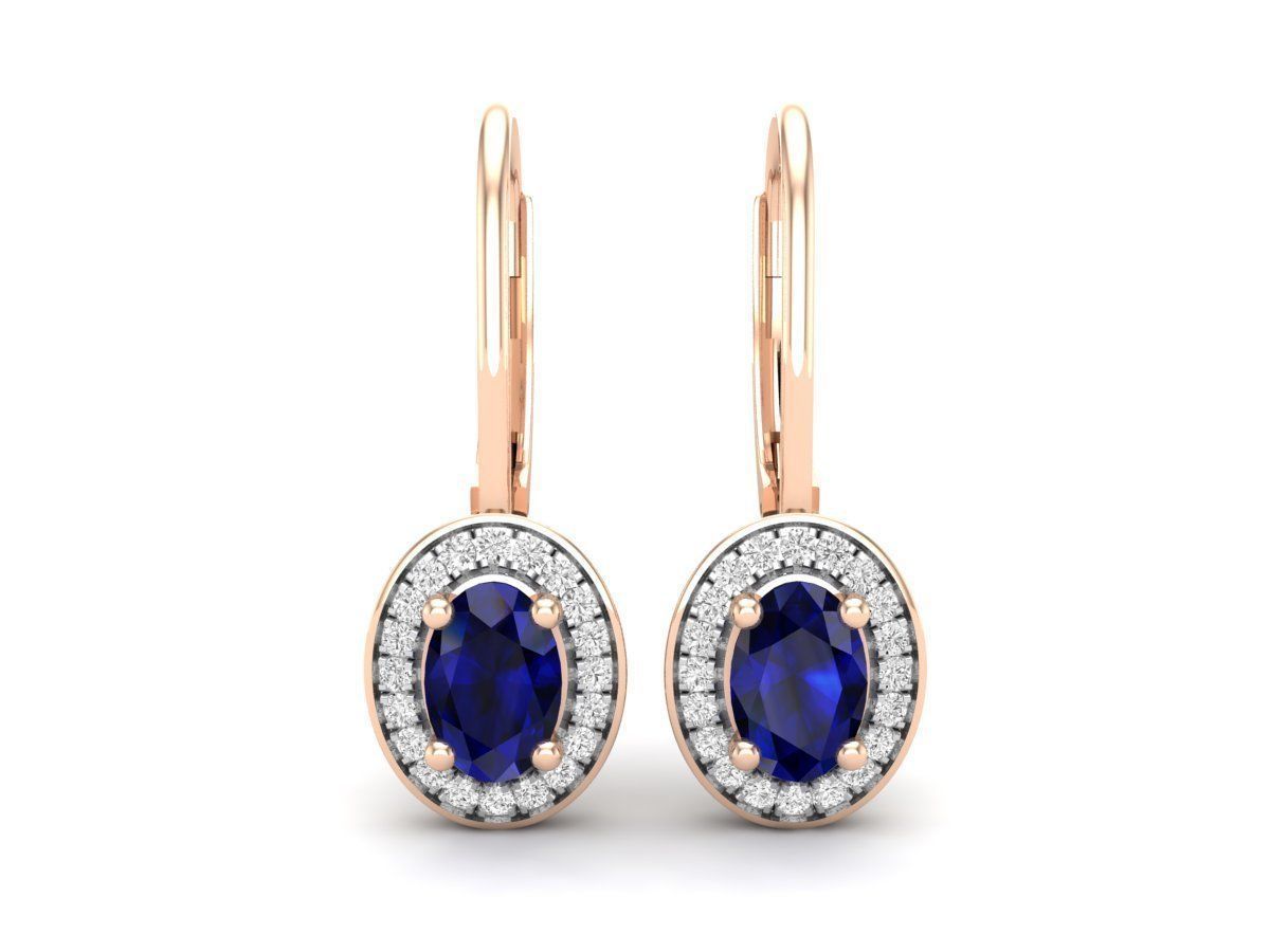 Blue Radiance Earrings in Silver 925 with a dazzling blue stone and shimmering halo accents