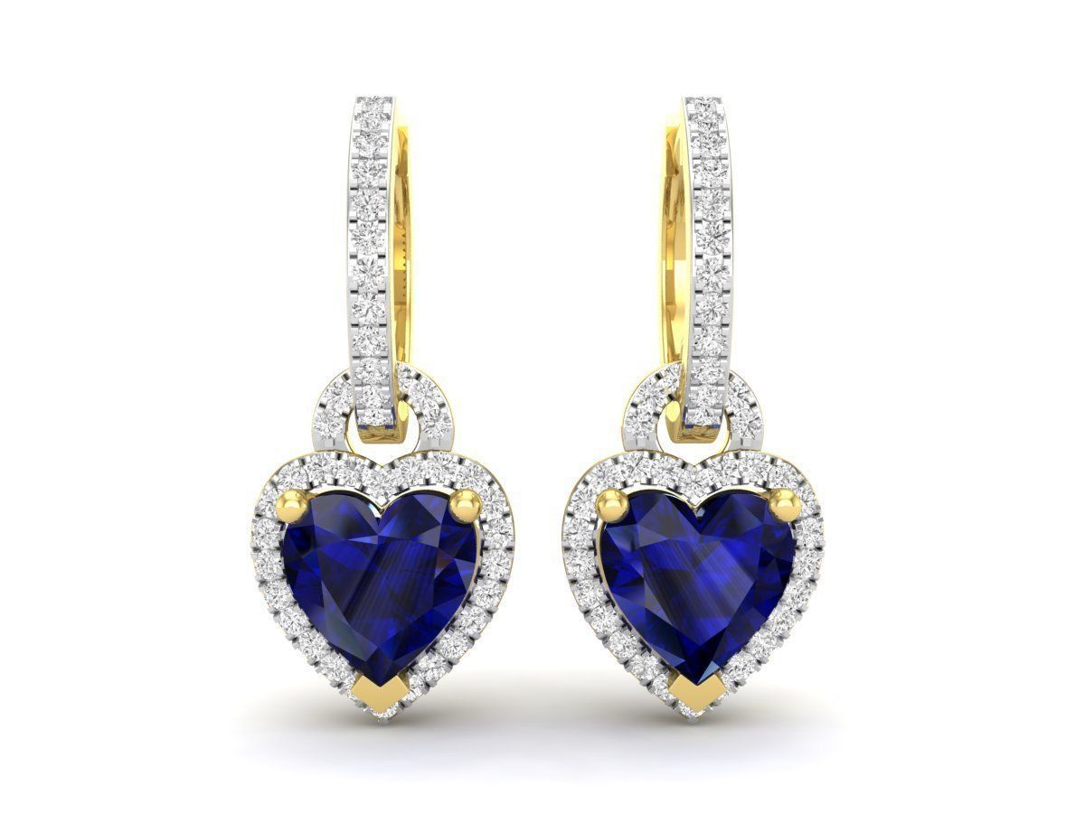 Blue Heart Silver Earrings with a central blue heart stone and sparkling accents.