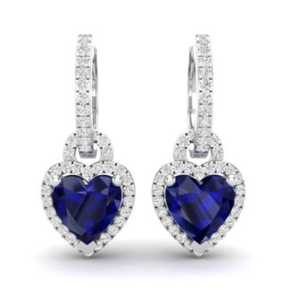Blue Heart Silver Earrings with a central blue heart stone and sparkling accents.