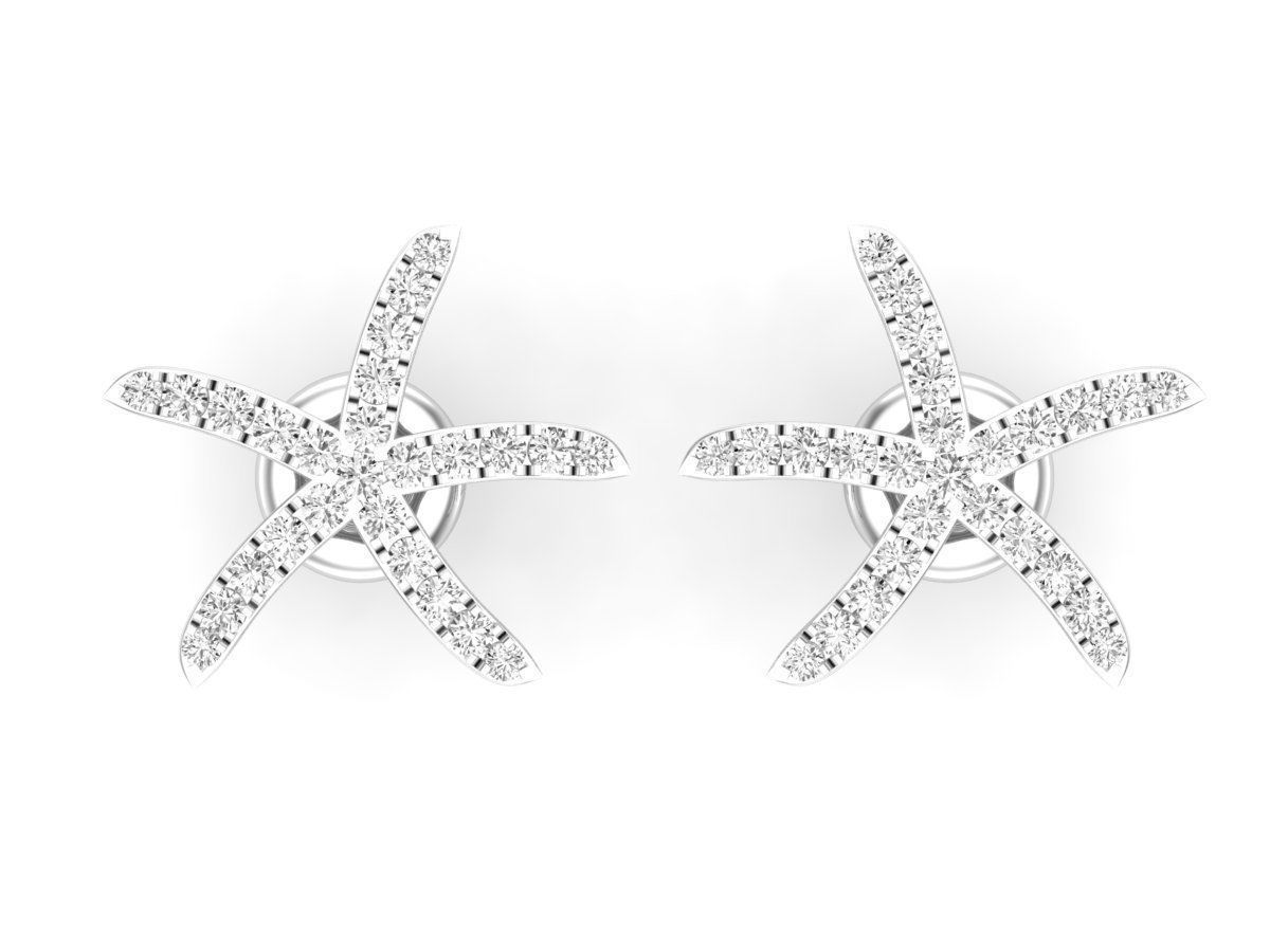 Radiant starfish-shaped silver earrings with sparkling accents and a high-polished finish.