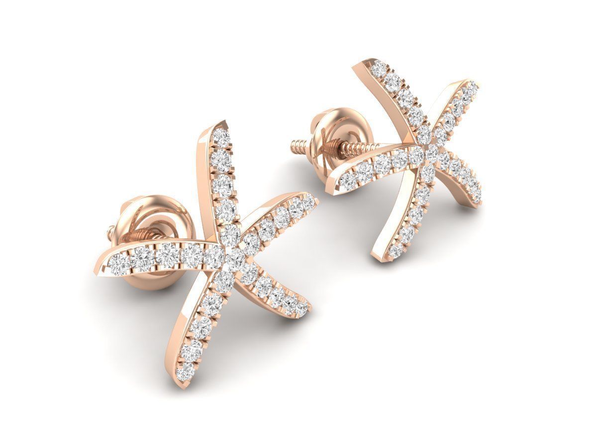 Radiant starfish-shaped silver earrings with sparkling accents and a high-polished finish.