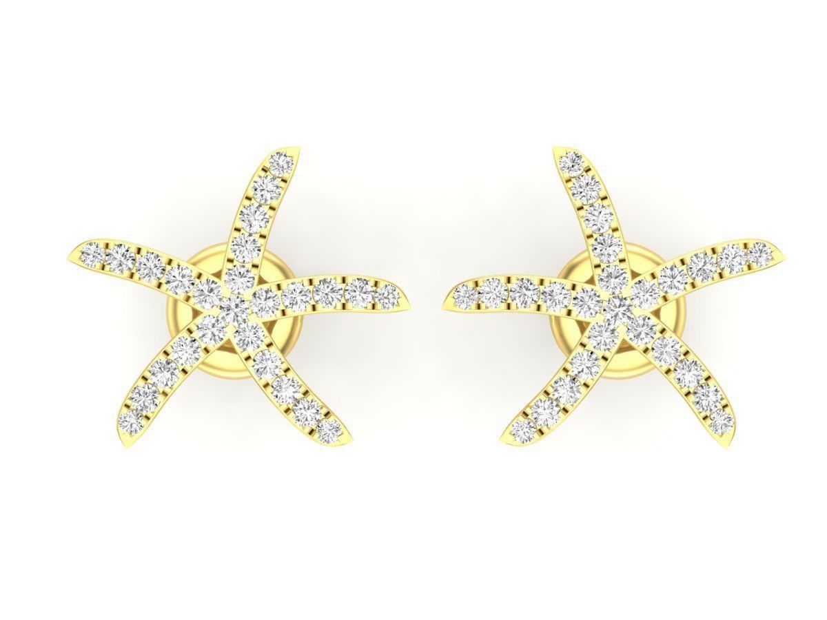 Radiant starfish-shaped silver earrings with sparkling accents and a high-polished finish.