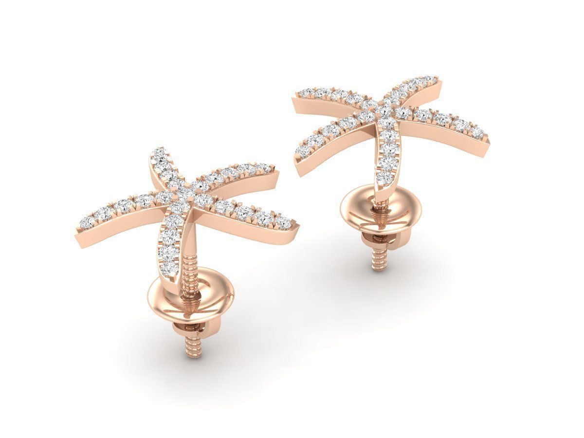 Radiant starfish-shaped silver earrings with sparkling accents and a high-polished finish.