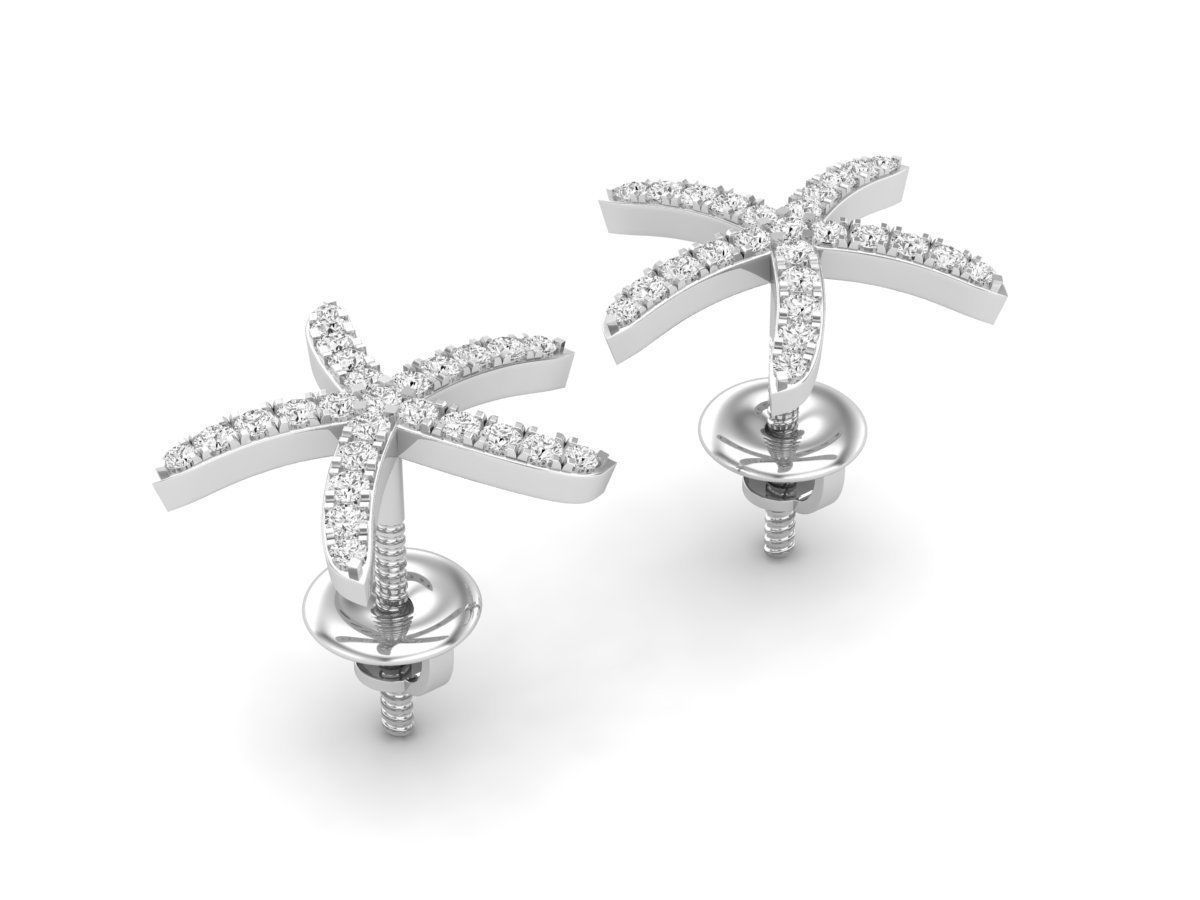 Radiant starfish-shaped silver earrings with sparkling accents and a high-polished finish.