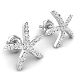 Radiant starfish-shaped silver earrings with sparkling accents and a high-polished finish.