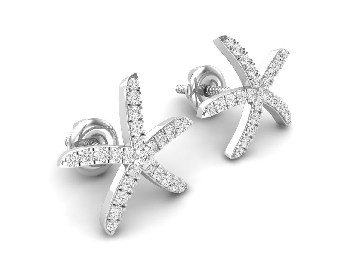 Radiant starfish-shaped silver earrings with sparkling accents and a high-polished finish.