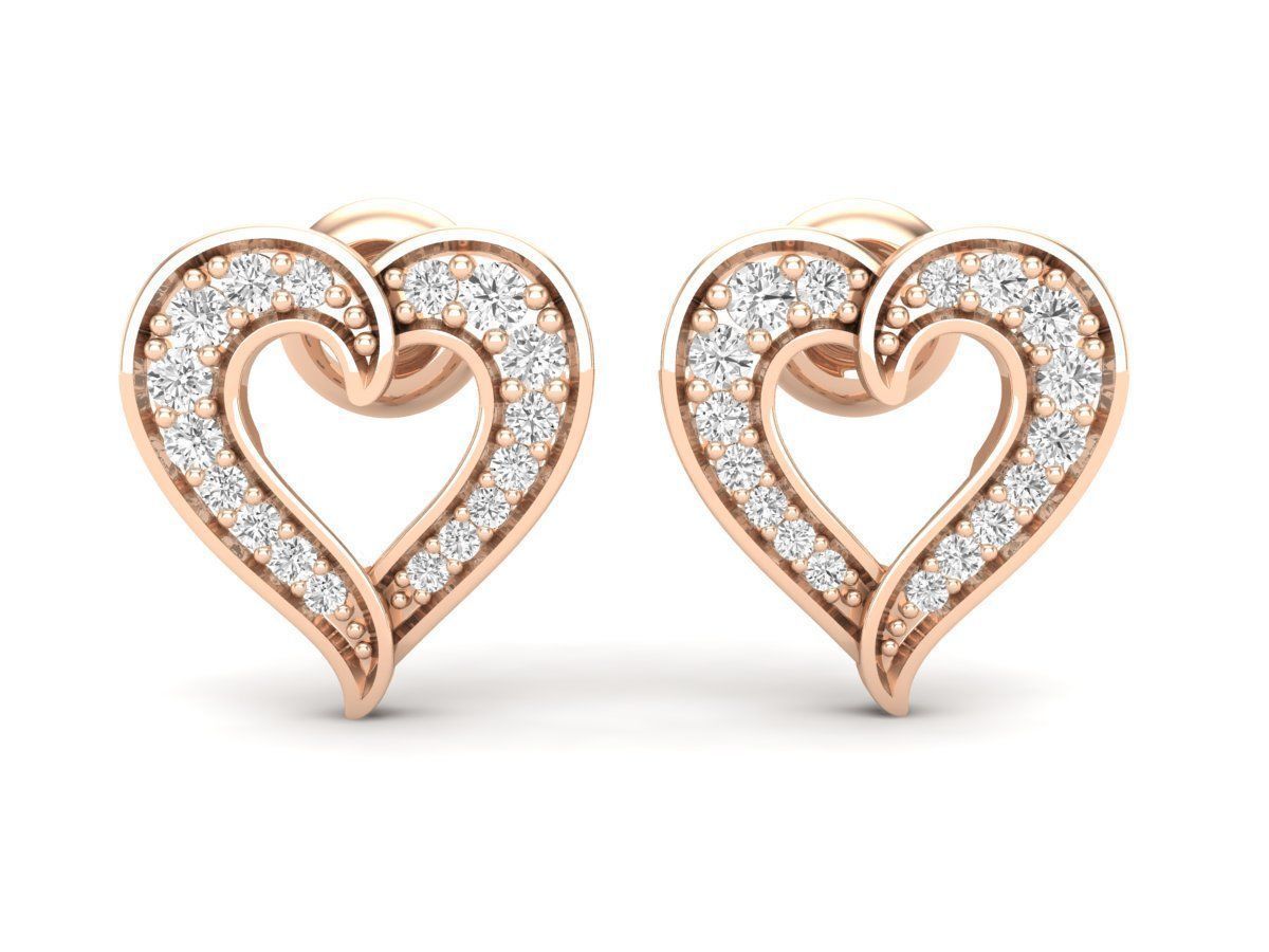 HFS-E057 (10) Sparkling Heart Stud Earrings with elegant heart design and sparkling stones, crafted from high-quality Silver 925.