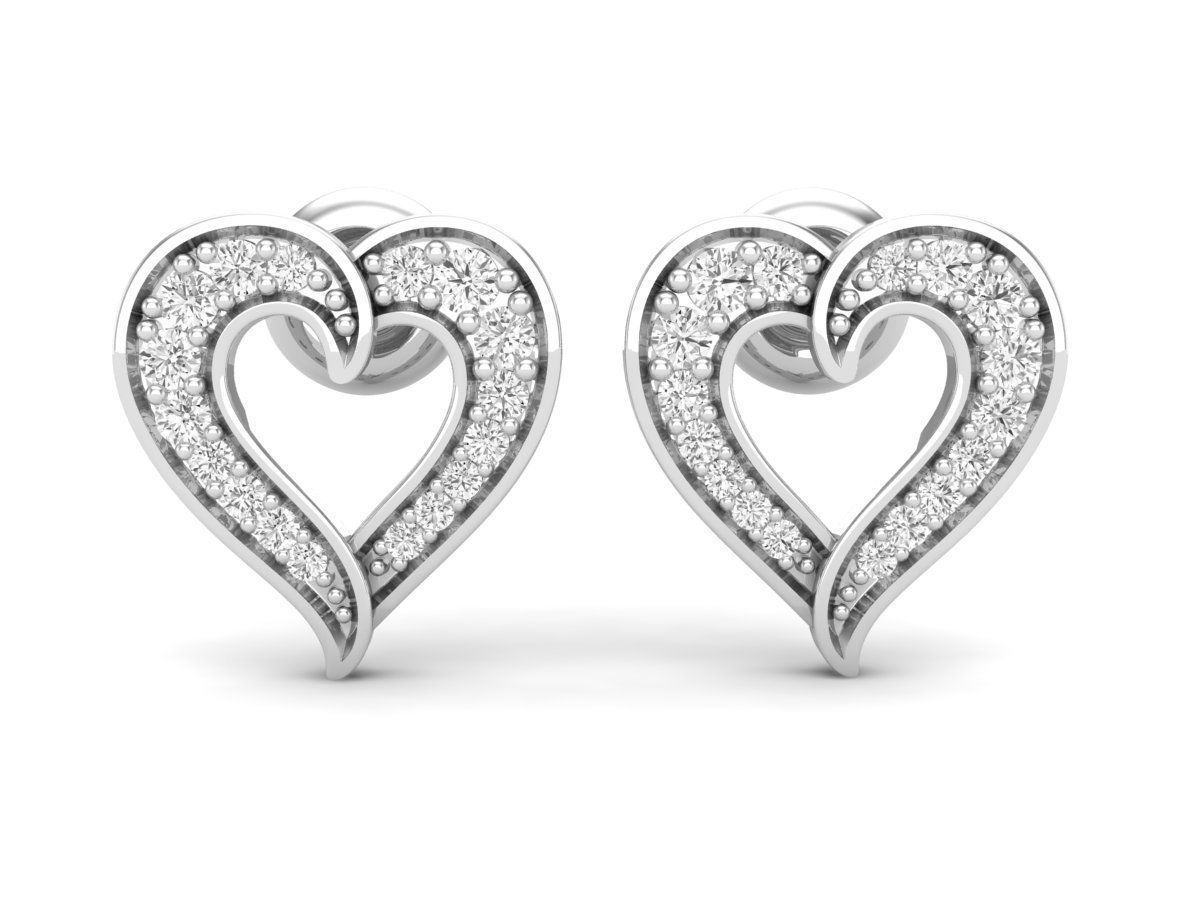 HFS-E057 (11) Sparkling Heart Stud Earrings with elegant heart design and sparkling stones, crafted from high-quality Silver 925.