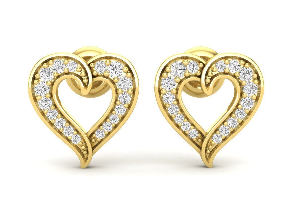 HFS-E057 (13) Sparkling Heart Stud Earrings with elegant heart design and sparkling stones, crafted from high-quality Silver 925.
