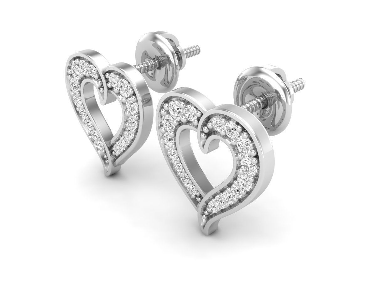HFS-E057 (5) Sparkling Heart Stud Earrings with elegant heart design and sparkling stones, crafted from high-quality Silver 925.